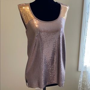 White and Warren sleeveless sparkle top.